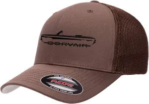 1960-64 Corvair Convertible Outline Design Flexfit Trucker Mesh Fitted Cap