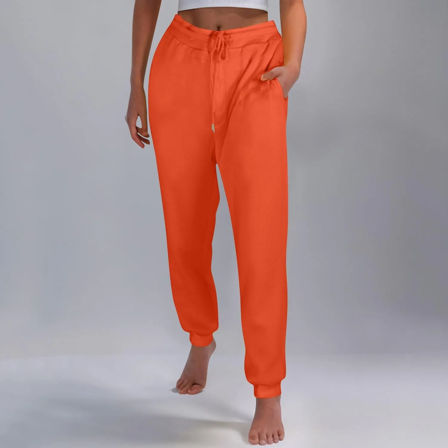 2 Pack Unisex Fleece Jogger Pants 2024 High Waisted Sweatpant Winter Lounge Baggy Workout Running Trousers Pocketed