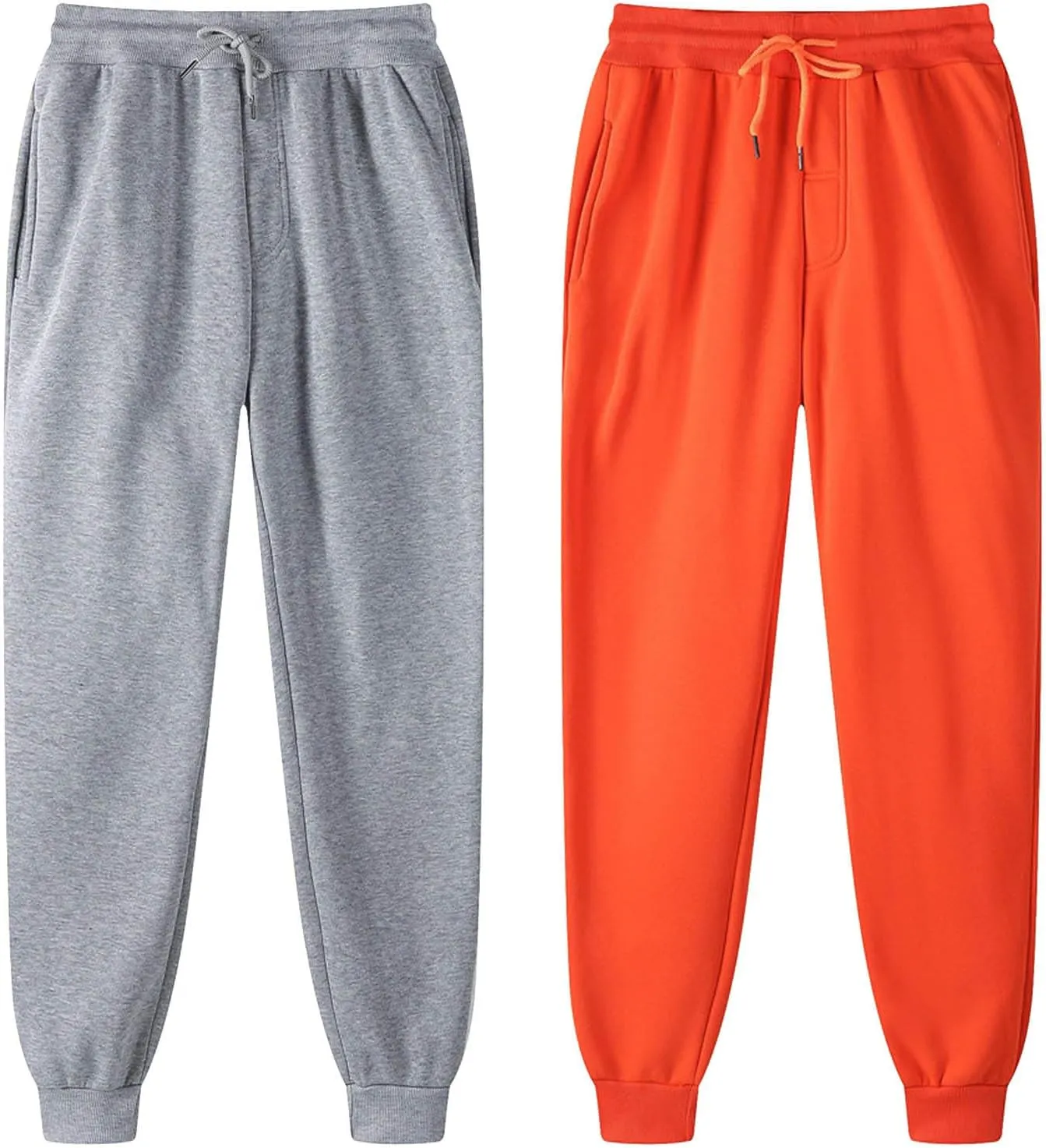 2 Pack Unisex Fleece Jogger Pants 2024 High Waisted Sweatpant Winter Lounge Baggy Workout Running Trousers Pocketed