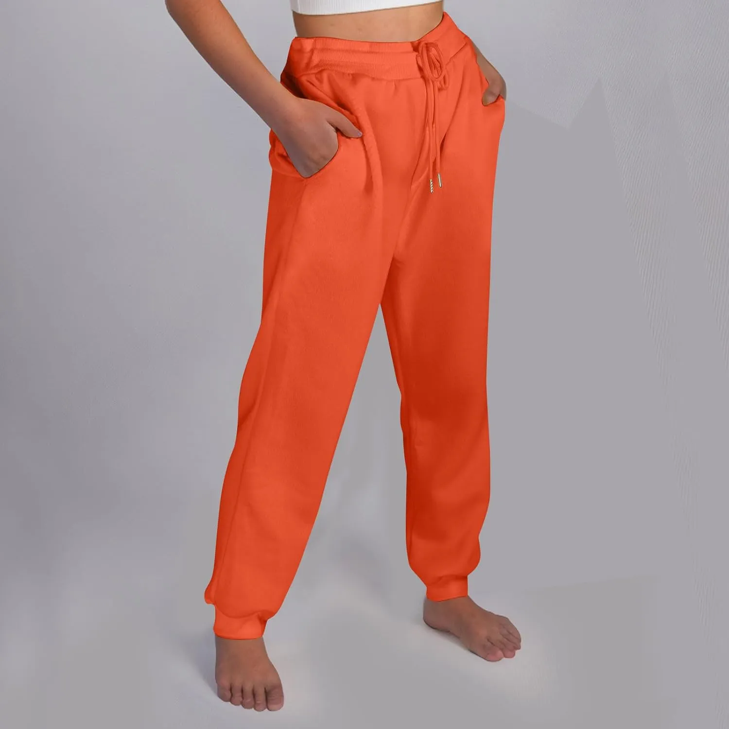 2 Pack Unisex Fleece Jogger Pants 2024 High Waisted Sweatpant Winter Lounge Baggy Workout Running Trousers Pocketed