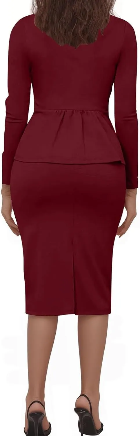 2 Piece Outfits for Women Formal Office Business Work Jacket Skirt Suit Set Blazer Jacket Skirt Set Pencil Dresses