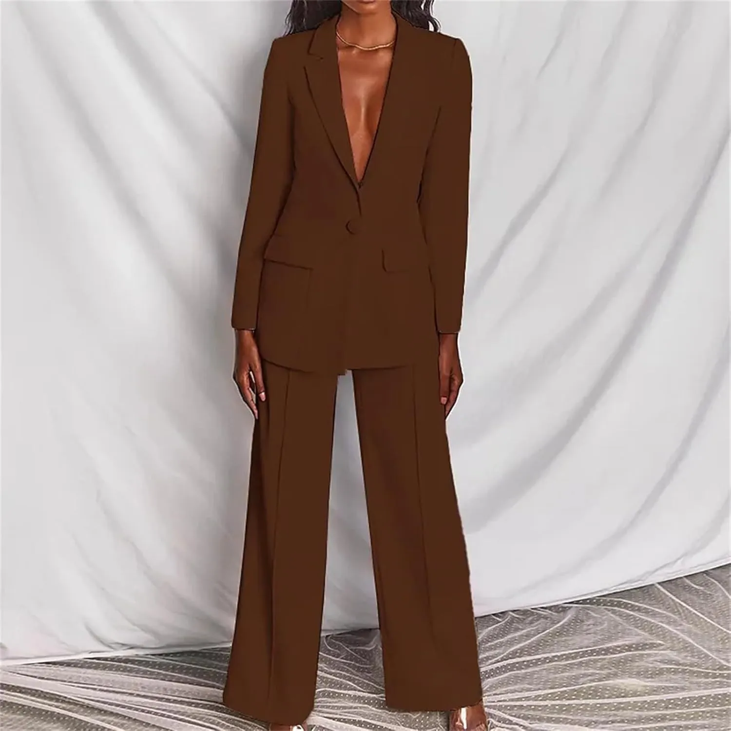2 Piece Pant Suits for Women Dressy Business Casual Outfits Office Work Suit Set Professional Blazer Pant Suits Set