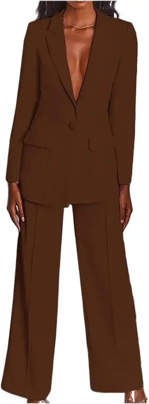 2 Piece Pant Suits for Women Dressy Business Casual Outfits Office Work Suit Set Professional Blazer Pant Suits Set