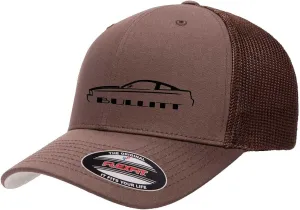 2008 Bullitt Ford Mustang Classic Outline Design Flexfit 6511 Trucker Mesh Fitted Cap
