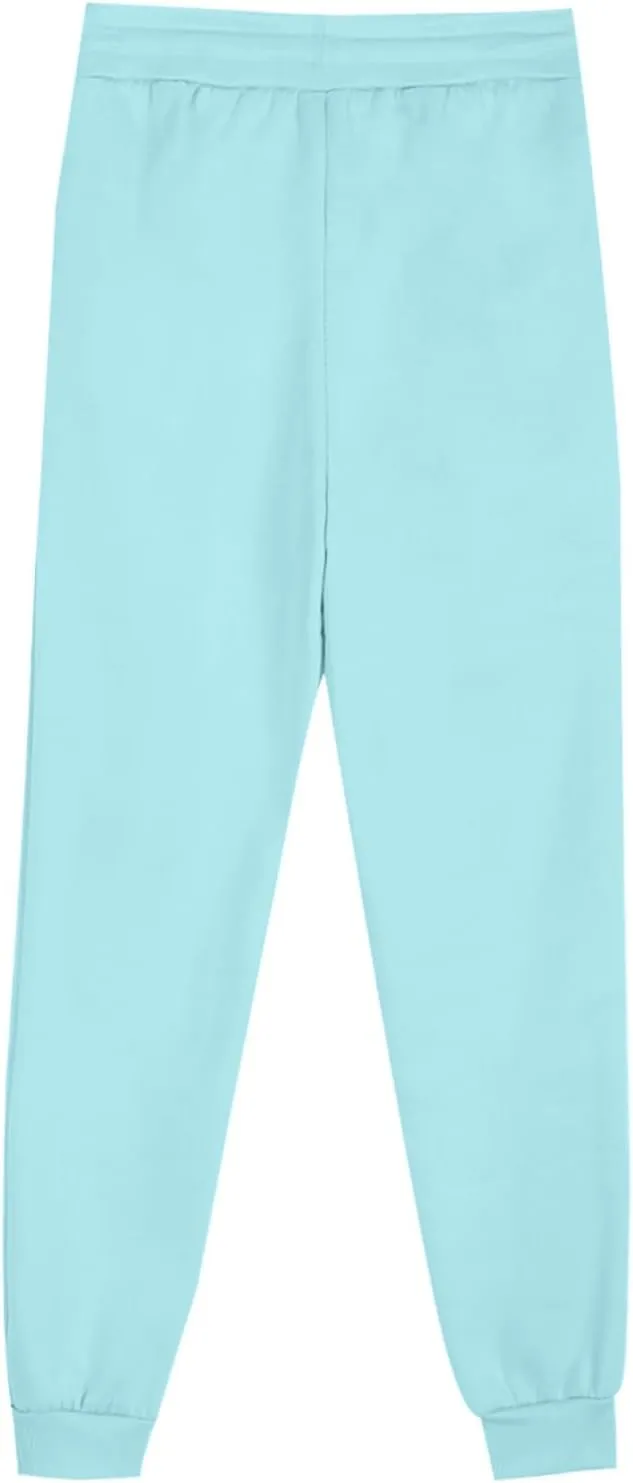 2024 Women Solid Sweatpants Baggy Mid Rise Fleece Workout Active Pants Fall Winter Lounge Jogger Pants with Pockets