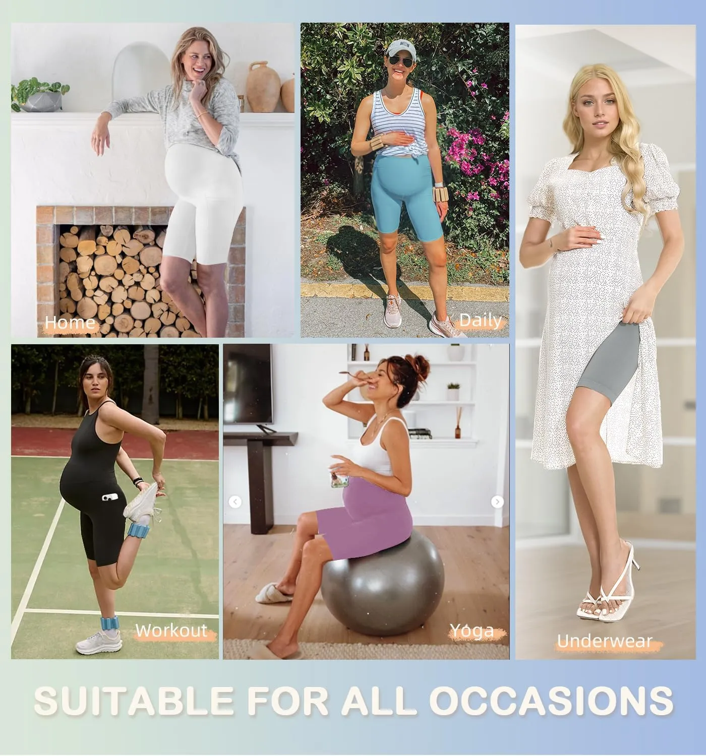 3 Pack Maternity Shorts Over The Belly Pregnancy Biker Shorts Workout Yoga Active Pregnant Pants Pajama with Pockets