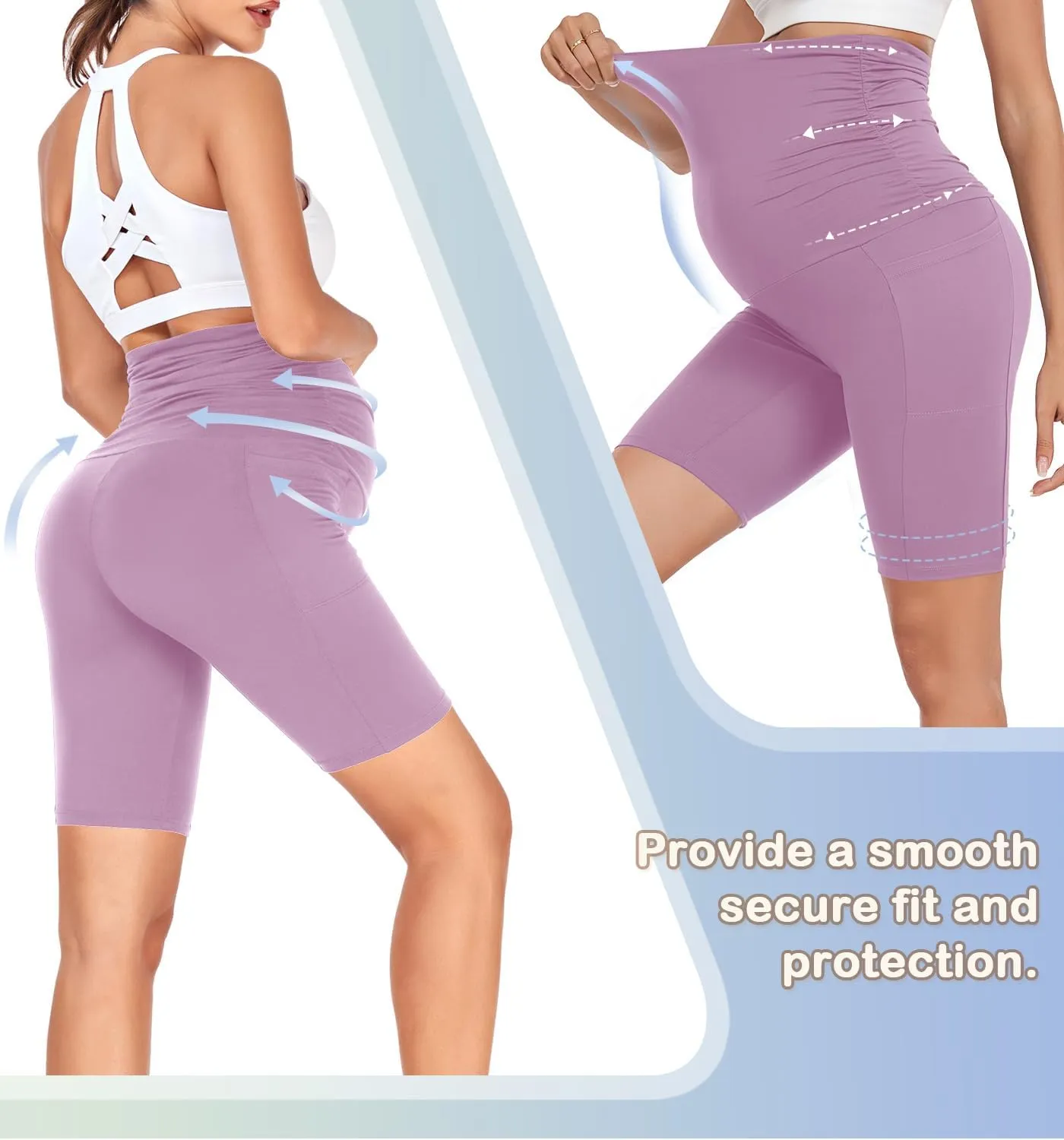 3 Pack Maternity Shorts Over The Belly Pregnancy Biker Shorts Workout Yoga Active Pregnant Pants Pajama with Pockets