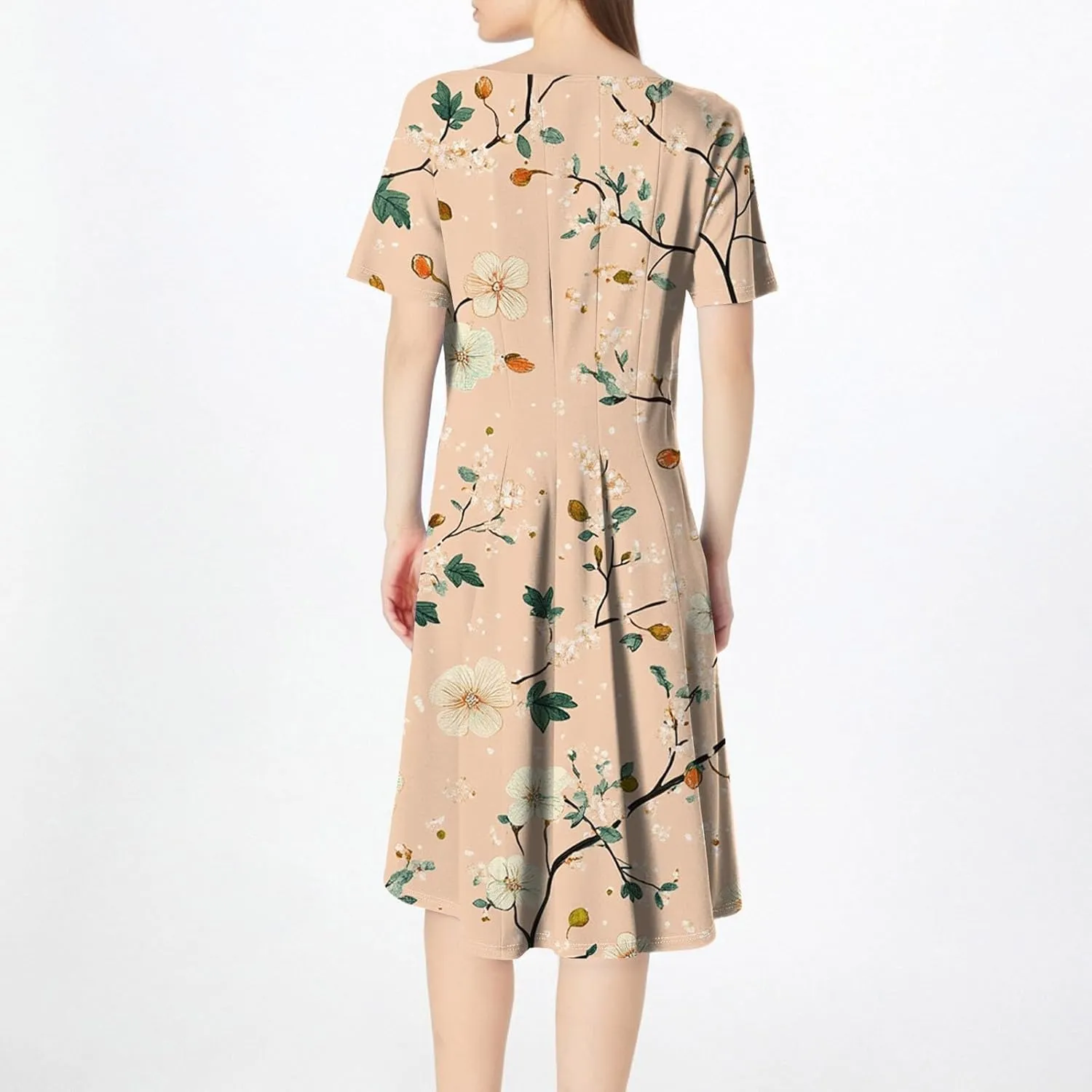 ADHOWBEW Cute Summer Dresses for Women Trendy Sexy Short Sleeve Casual Hawaiian Loose Fit Beach Comfy Dresses