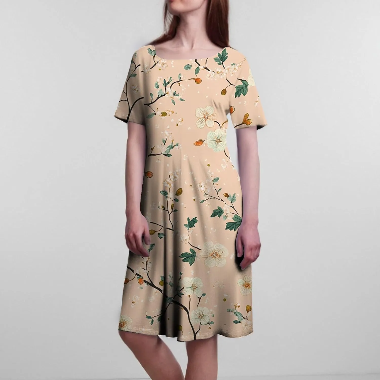 ADHOWBEW Cute Summer Dresses for Women Trendy Sexy Short Sleeve Casual Hawaiian Loose Fit Beach Comfy Dresses