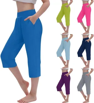 AIMAOMI Girls Athletic Capri Leggings, Kids Yoga Pants with Pockets, Teen Girls Stretch Dance Running Workout Pants