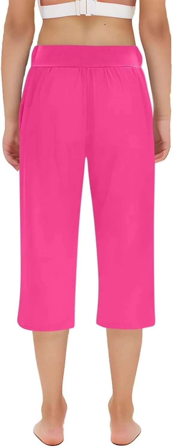 AIMAOMI Girls Athletic Capri Leggings, Kids Yoga Pants with Pockets, Teen Girls Stretch Dance Running Workout Pants