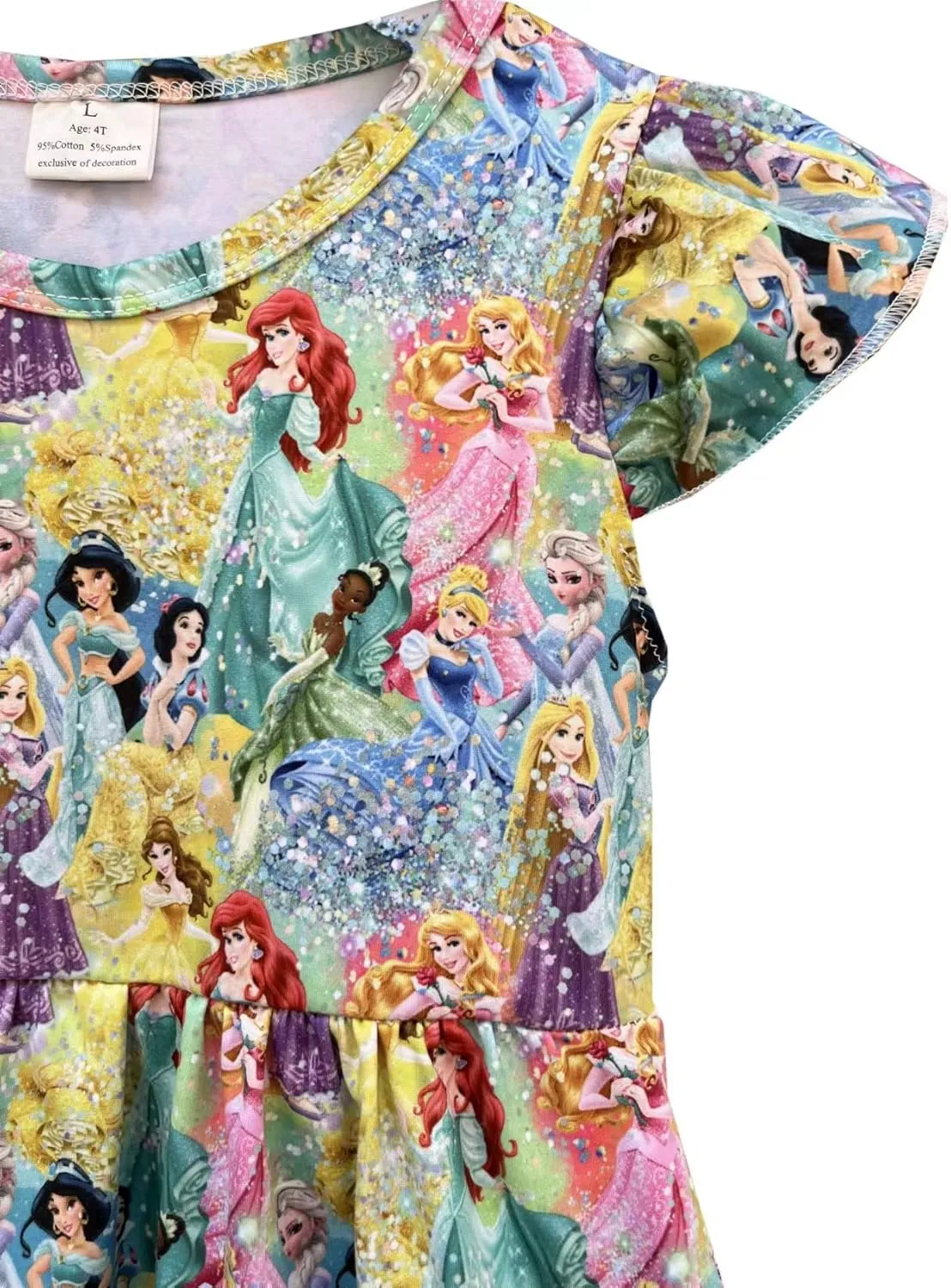 AQHOFSV Baby Girls Flutter Sleeve Cartoon Printed Toddlers Spring Summer Mickey Bow Dress