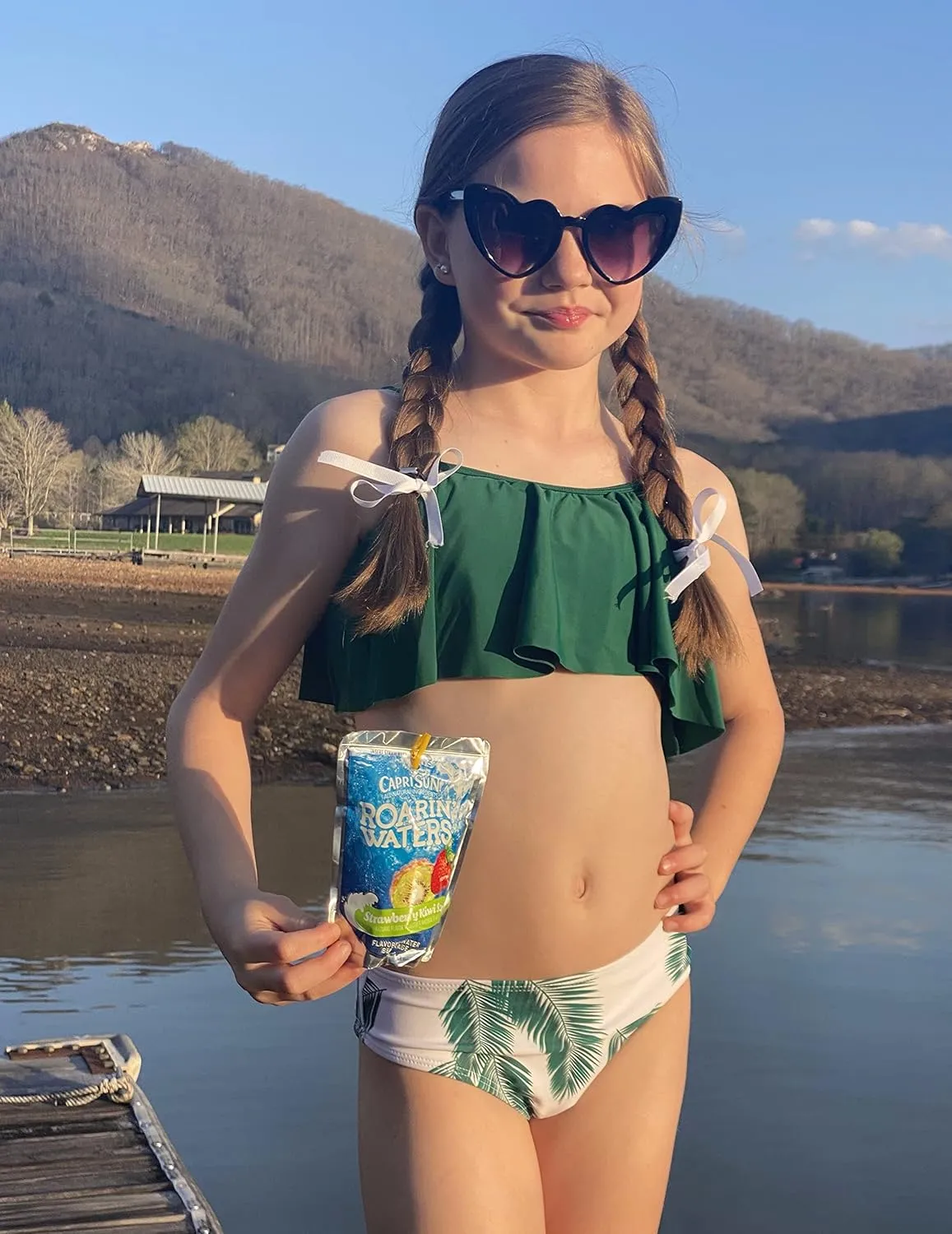 Arshiner Girls Swimsuit Two Pieces Bikini Set Ruffle Bathing Suits Flounced Tankini Swimwear