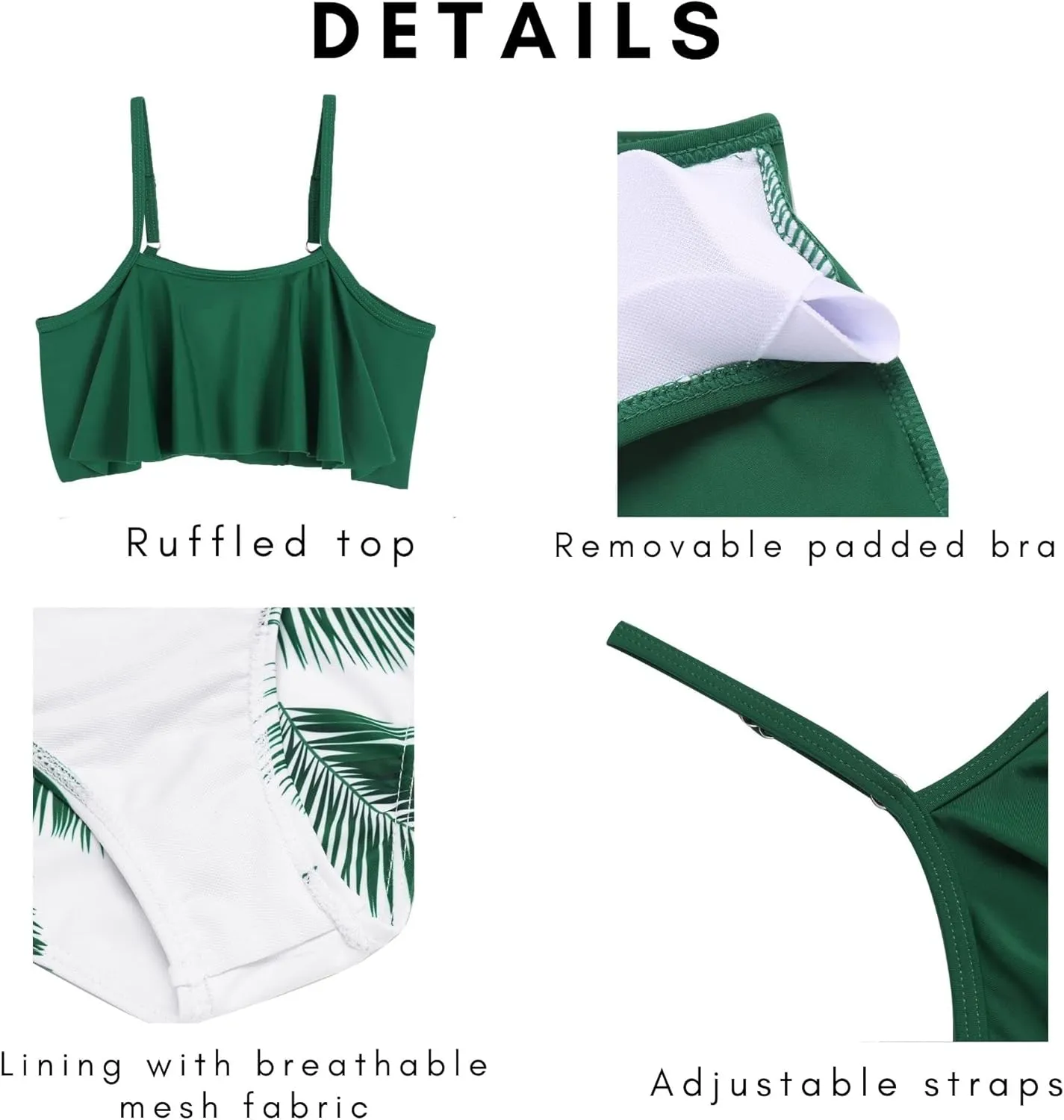 Arshiner Girls Swimsuit Two Pieces Bikini Set Ruffle Bathing Suits Flounced Tankini Swimwear
