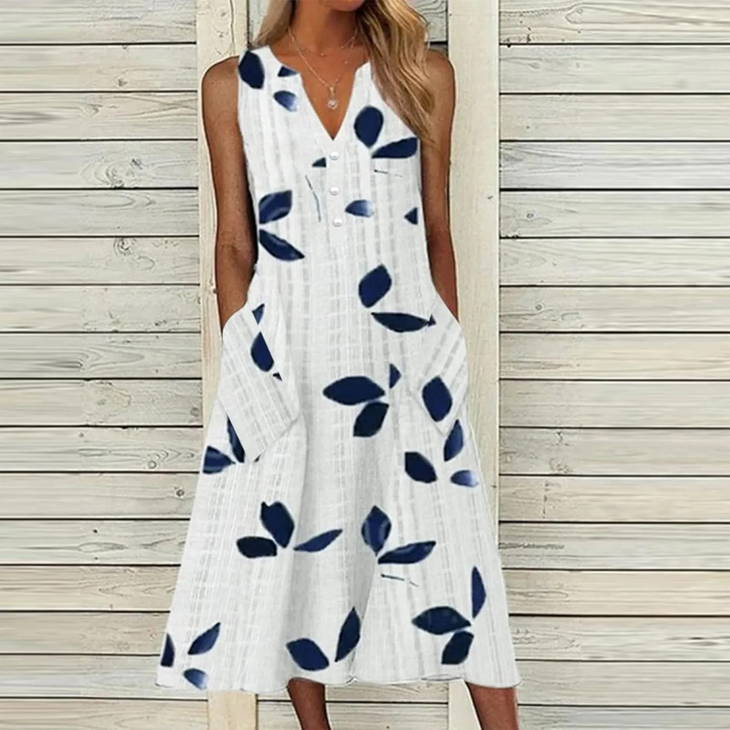 Beach Dresses for Women,2023 Summer Trendy Floral Flowy Ruched Boho Dress,Ladies Casual Maxi Dress with Pockets