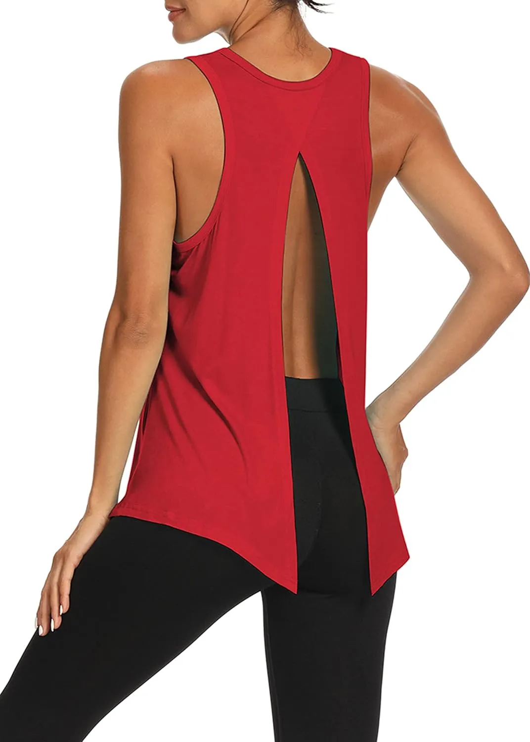 Bestisun Workout Tops Open Back Shirts Gym Athletic Clothes Tie Back Musle Tank for Women