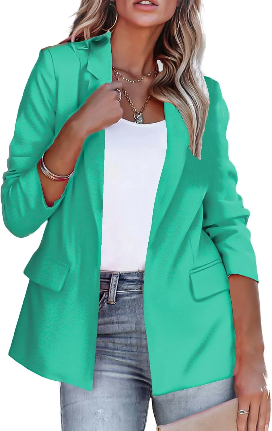 Blazers for Women Business Casual Work Office Suit Jacket Dressy Long Sleeve Lapel Open Front Lightweight Blazer