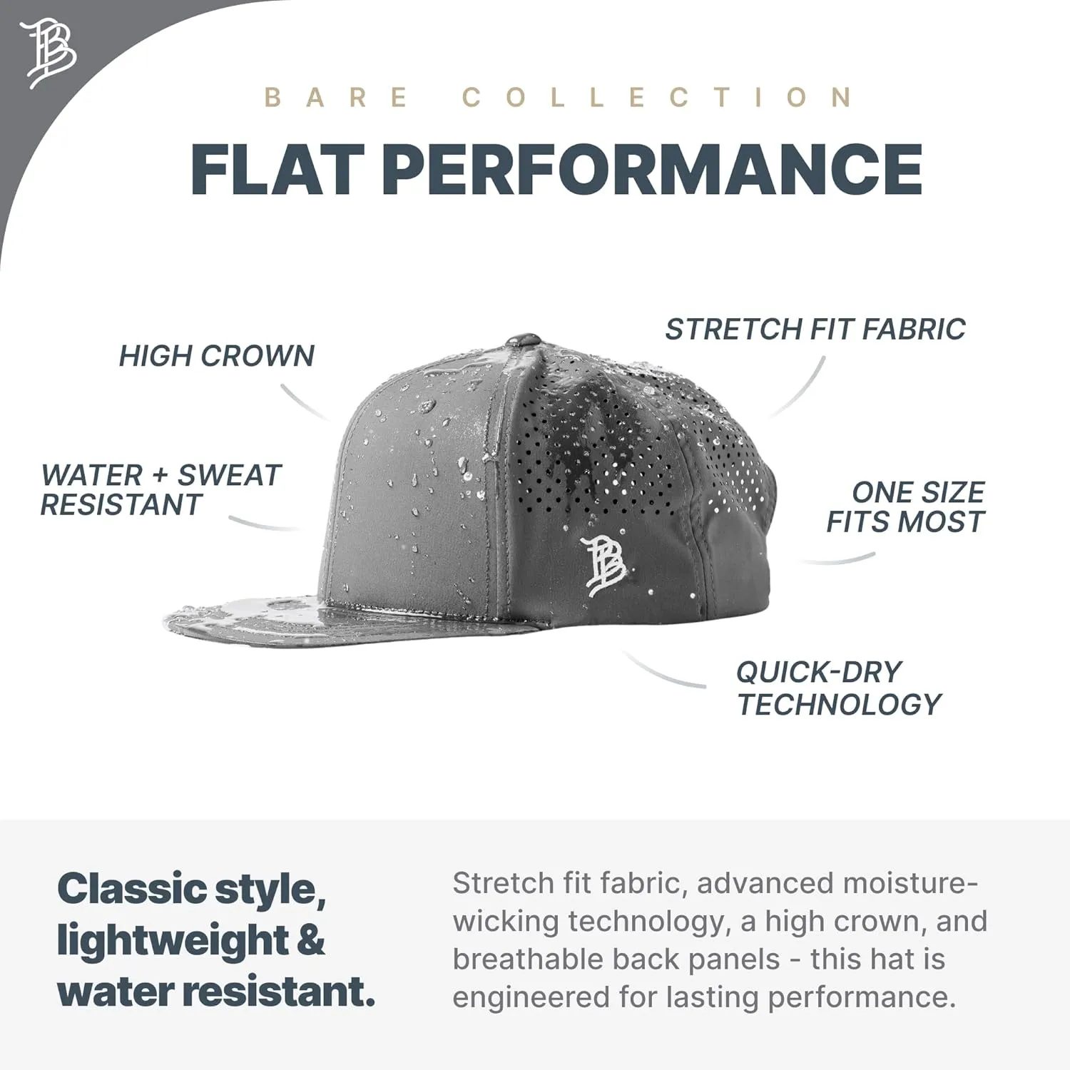 Branded Bills Party Eagle PVC Flat Performance, Snapback Closure, Lightweight, Comfortable Baseball Cap