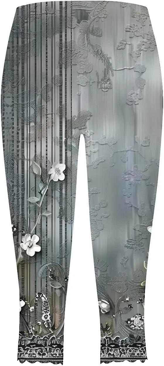 Capris Leggings for Womens Summer 2025 High Waist Tummy Control Yoga Pants Comfy Stretchy Workout Compression Pants