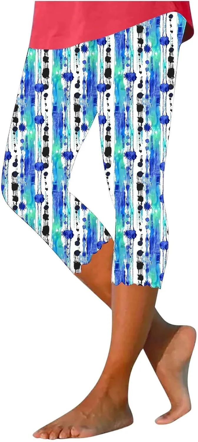 Capris Leggings for Womens Summer 2025 High Waist Tummy Control Yoga Pants Comfy Stretchy Workout Compression Pants