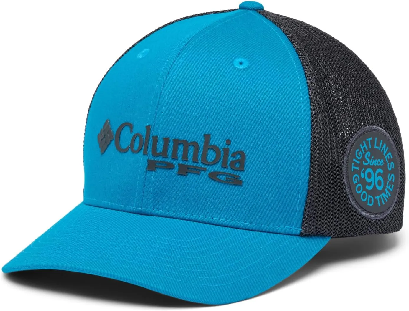 Columbia Unisex PFG Logo Mesh Ball Cap, Blue Echo/Shark/Anthem Graphic, XX-Large
