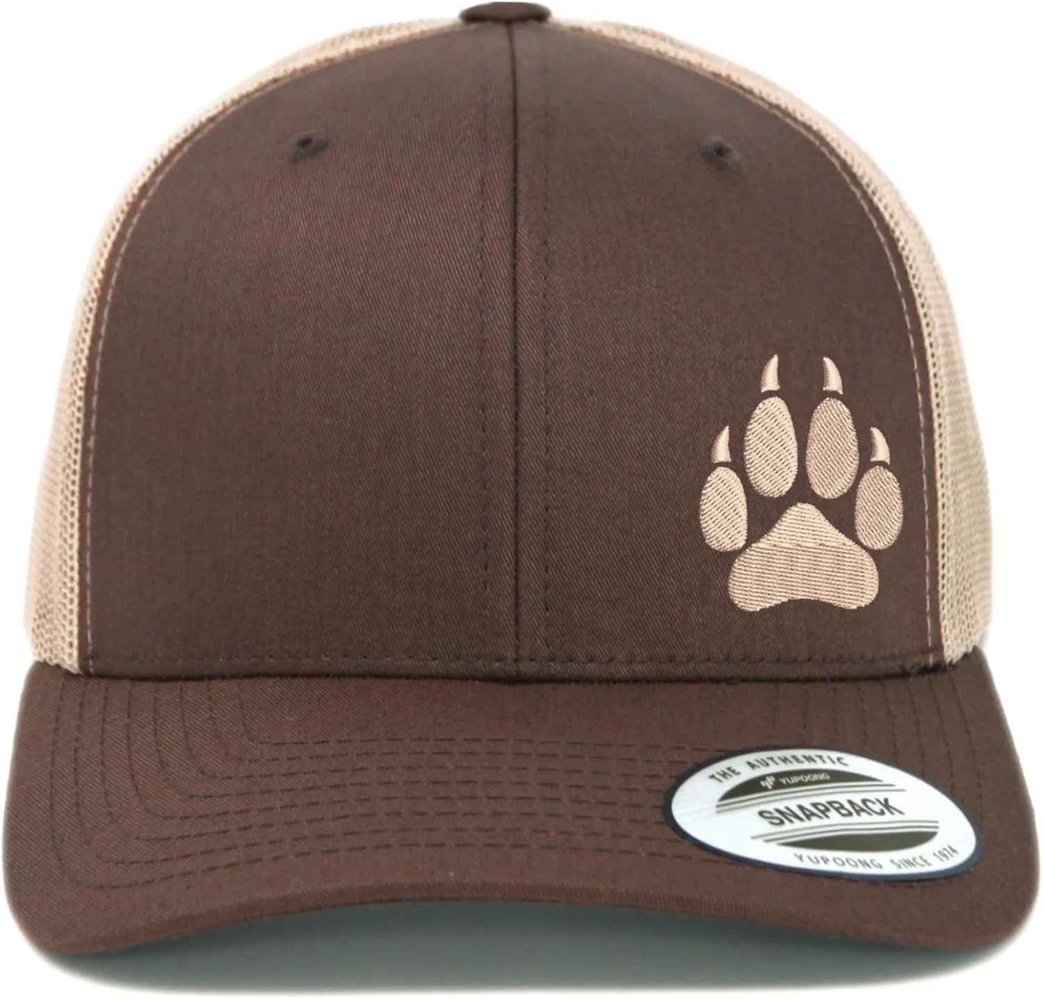 Embroidered Wolf Paw Trucker Snapback Cap Mesh Back Men and Women