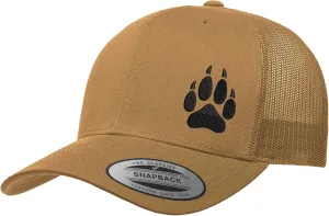 Embroidered Wolf Paw Trucker Snapback Cap Mesh Back Men and Women
