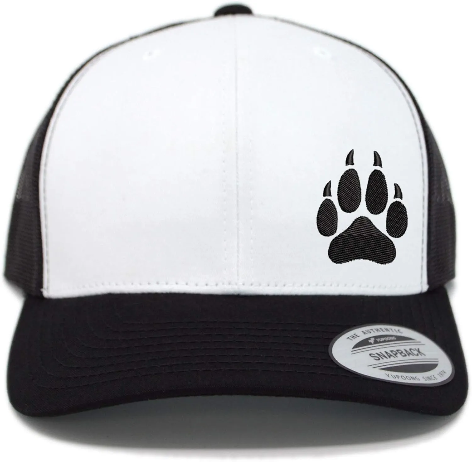 Embroidered Wolf Paw Trucker Snapback Cap Mesh Back Men and Women