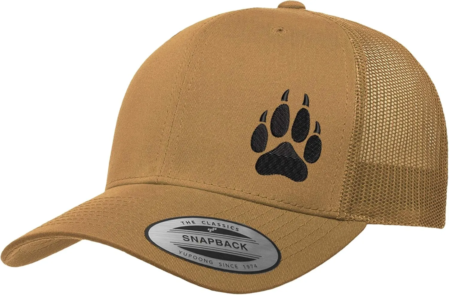 Embroidered Wolf Paw Trucker Snapback Cap Mesh Back Men and Women