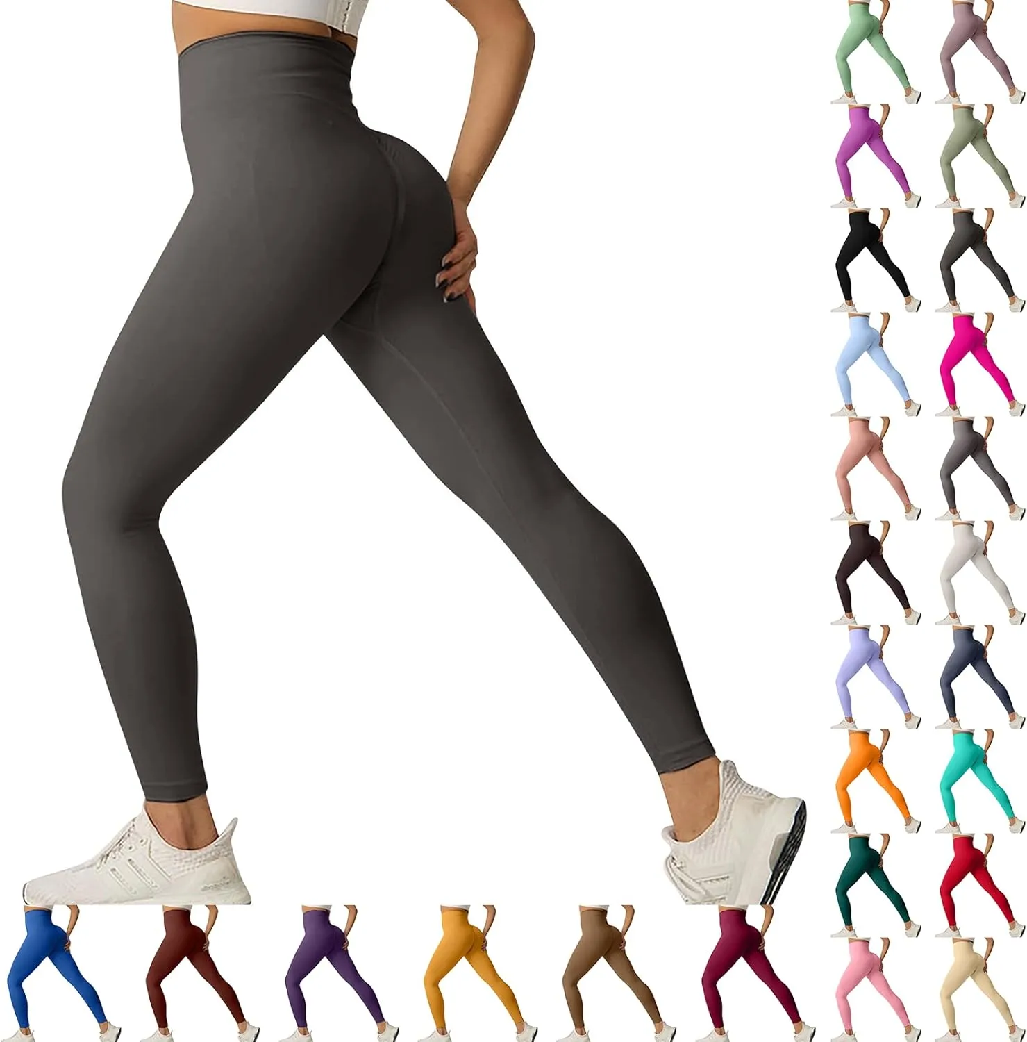 fanmpghleoo Butt Scrunch Leggings for Women Tummy Control High Waisted Yoga Pants Butt Lifting Gym Athletic Workout Leggings