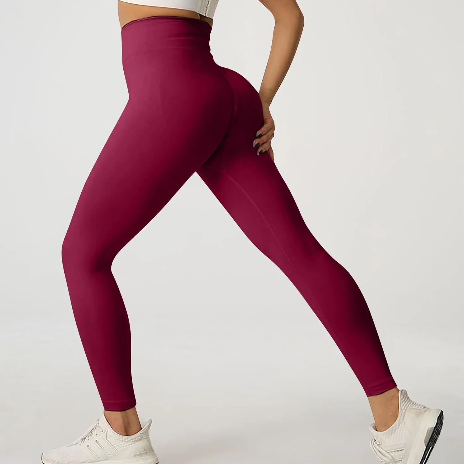 fanmpghleoo Butt Scrunch Leggings for Women Tummy Control High Waisted Yoga Pants Butt Lifting Gym Athletic Workout Leggings