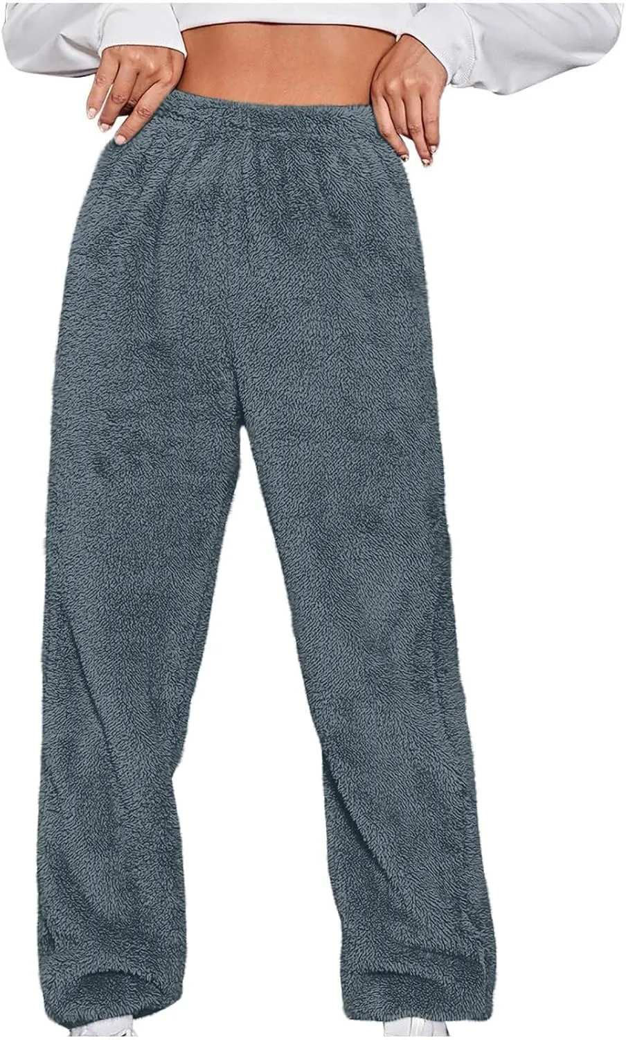 Fleece Lined Sweatpants for Women Winter Sherpa Lined Joggers Elastic Hight Waist Cinch Bottom Fall Fashion Outfits