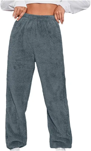 Fleece Lined Sweatpants for Women Winter Sherpa Lined Joggers Elastic Hight Waist Cinch Bottom Fall Fashion Outfits