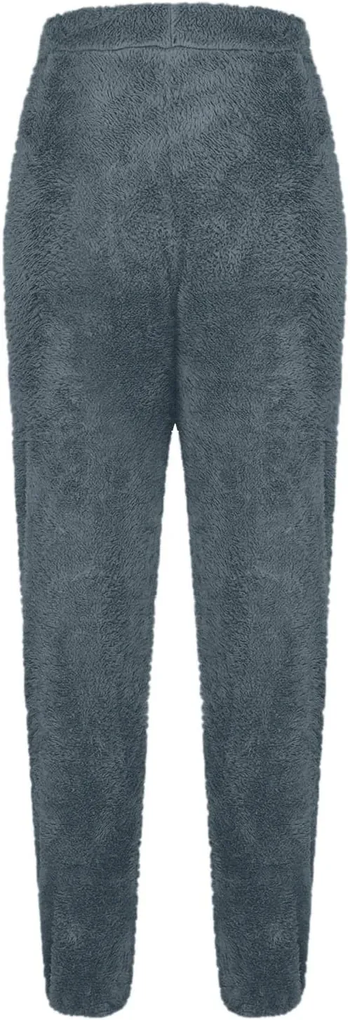 Fleece Lined Sweatpants for Women Winter Sherpa Lined Joggers Elastic Hight Waist Cinch Bottom Fall Fashion Outfits