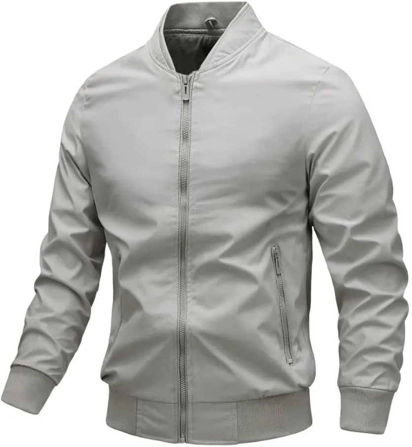 FMCHICO Men's Bomber Jacket Lightweight Spring Fall Windbreaker Casual Coats with Pockets