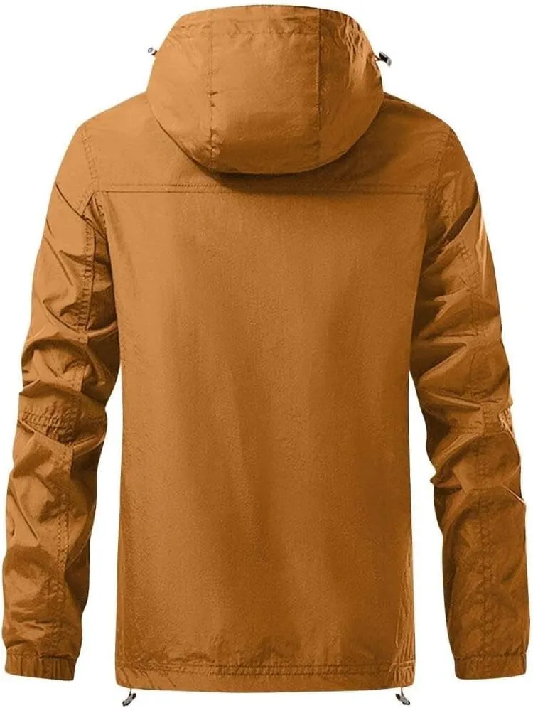 FMCHICO Rain Jacket Men's Lightweight Waterproof Rain Jacket Raincoat with Hood for Golf Cycling Windbreaker