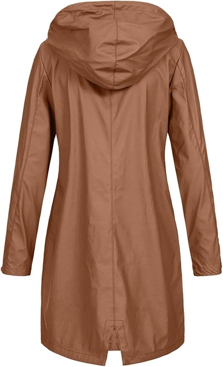 FMCHICO Women's Long Rain Jacket Waterproof Lightweight Hooded Raincoat