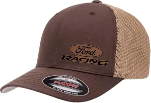 Ford Racing Logo Flexfit 6511 Trucker Mesh Fitted Cap