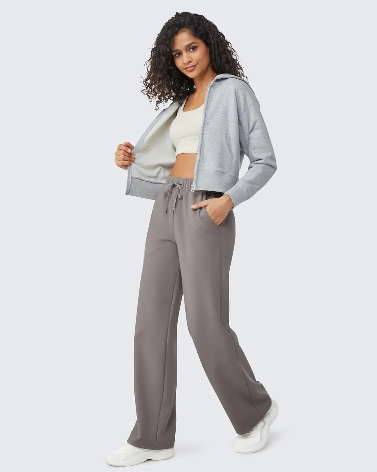 G4Free Wide Leg Sweatpants Women High Waisted Fleece Lined Pants with Pockets Winter Lounge Workout Yoga Trousers