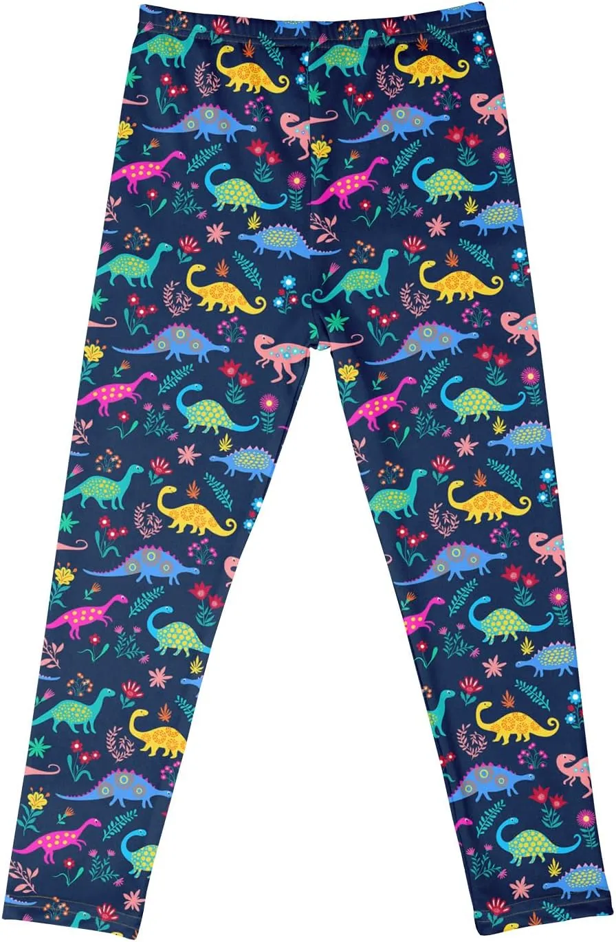 Girls' 3-Pack Printed Leggings Toddlers Active Stretch Leggings Little Kids Yoga Pants 3-10 Years
