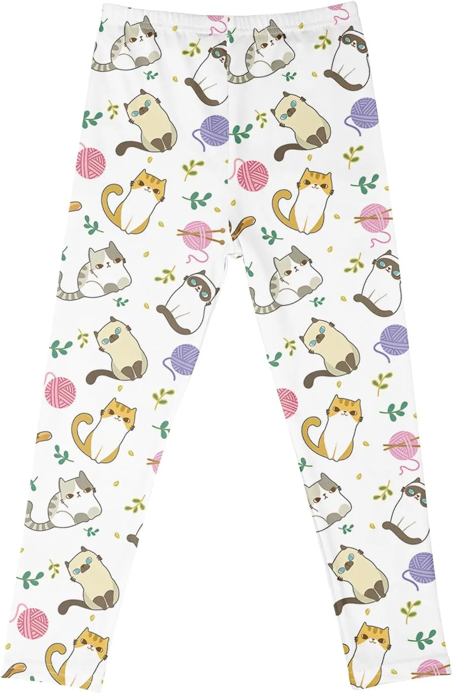 Girls' 3-Pack Printed Leggings Toddlers Active Stretch Leggings Little Kids Yoga Pants 3-10 Years