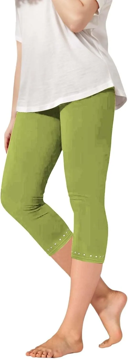 Girls Capri Leggings High Waisted Compression Pants Stretch Active Yoga Tights for Kids Teen Workout Running