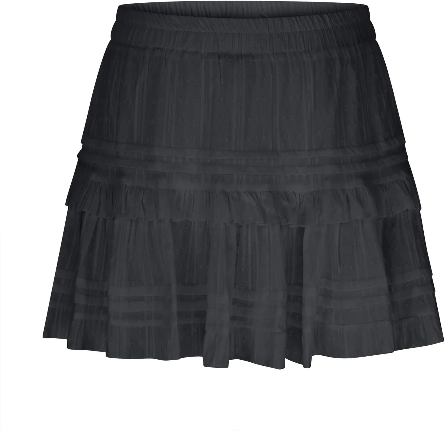 HGps8w Women's A-Line Layered Mini Skirts Elastic Waist Casual 2025 Summer Cute Tiered Ruffle Skirt