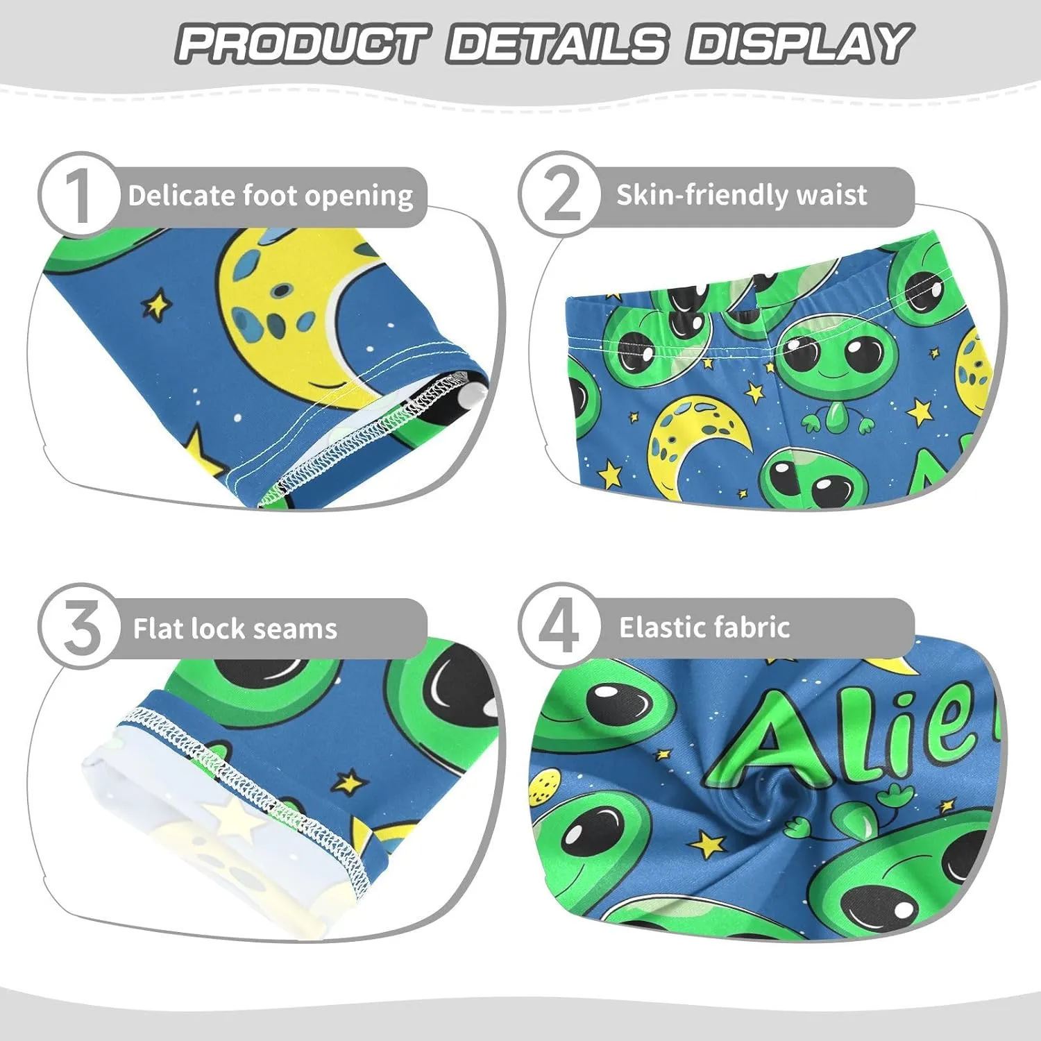 J JOYSAY Lovely Aliens Moon Girls Leggings Girls' Printed Leggings