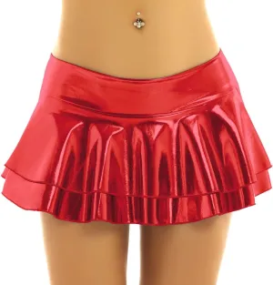 JEATHA Women's Shiny Novelty Metallic Pleated Mini Skirt Rave Dance Clubwear Miniskirt Dancewear