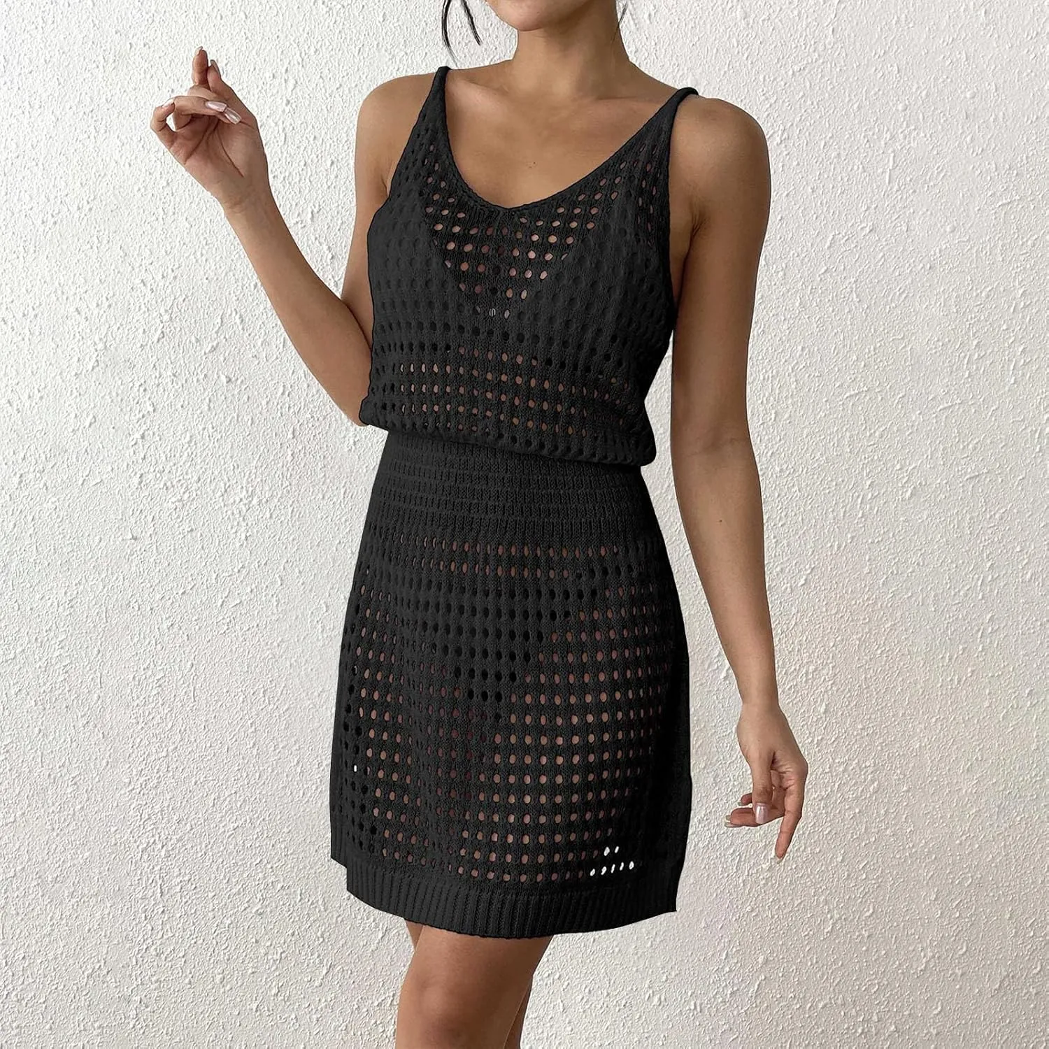 JOAU Summer Crochet Hollow Out Knit Beach Bathing Suit Swim Cover Ups Cruise Outfits Vacation Mini Dresses for Women 2025