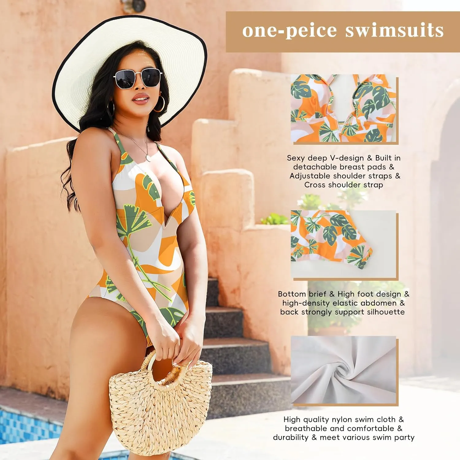 JOYSHAPER Women's One-Pieces Swimsuits for Tummy Control Bathing Suits Deep V Neck Swimsuits Cover-Ups Bodysuits