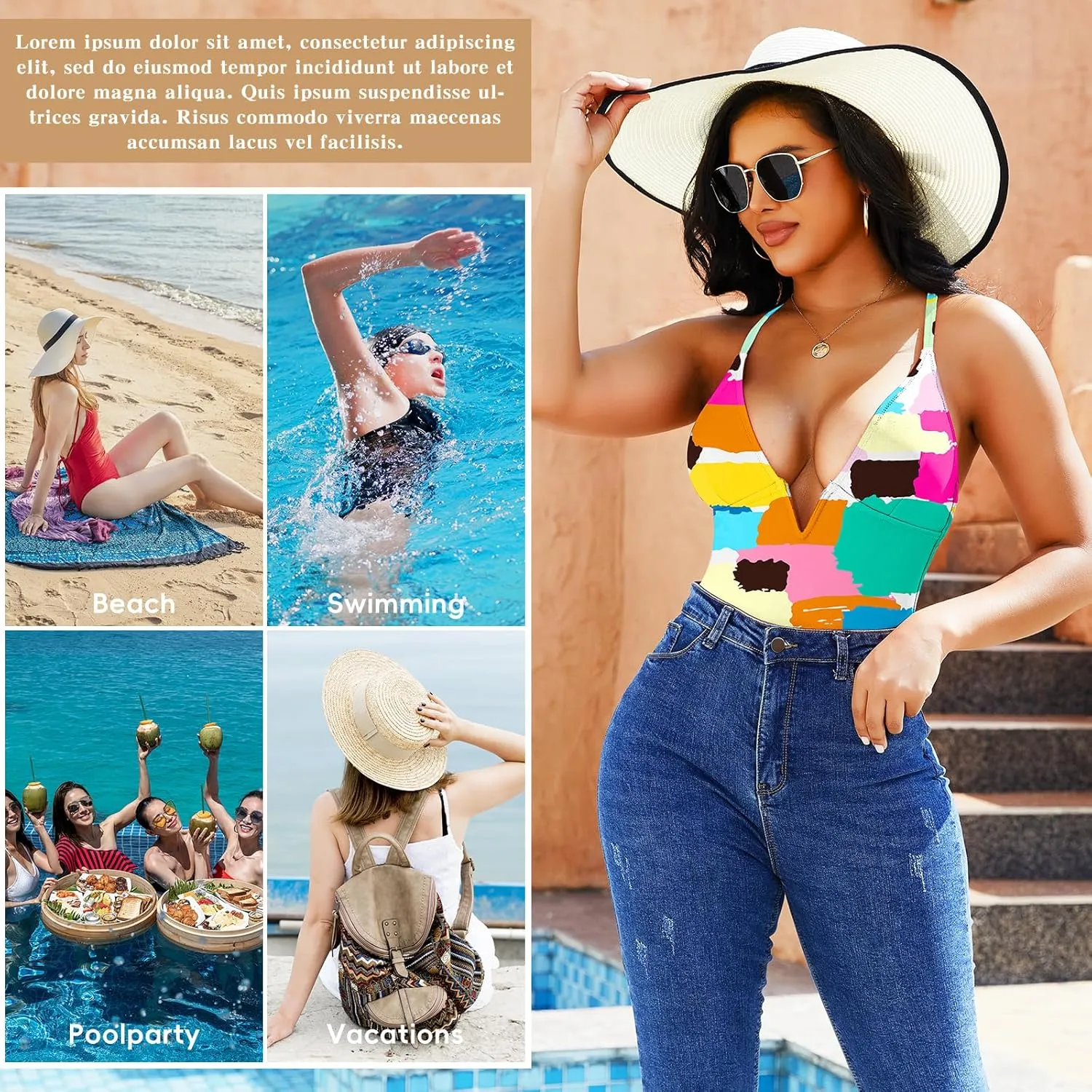 JOYSHAPER Women's One-Pieces Swimsuits for Tummy Control Bathing Suits Deep V Neck Swimsuits Cover-Ups Bodysuits