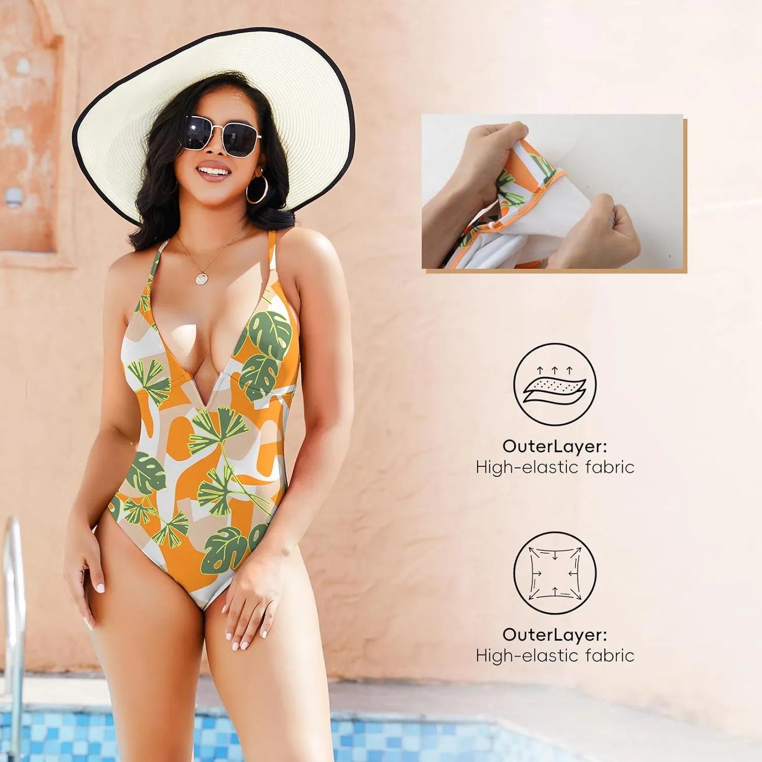 JOYSHAPER Women's One-Pieces Swimsuits for Tummy Control Bathing Suits Deep V Neck Swimsuits Cover-Ups Bodysuits