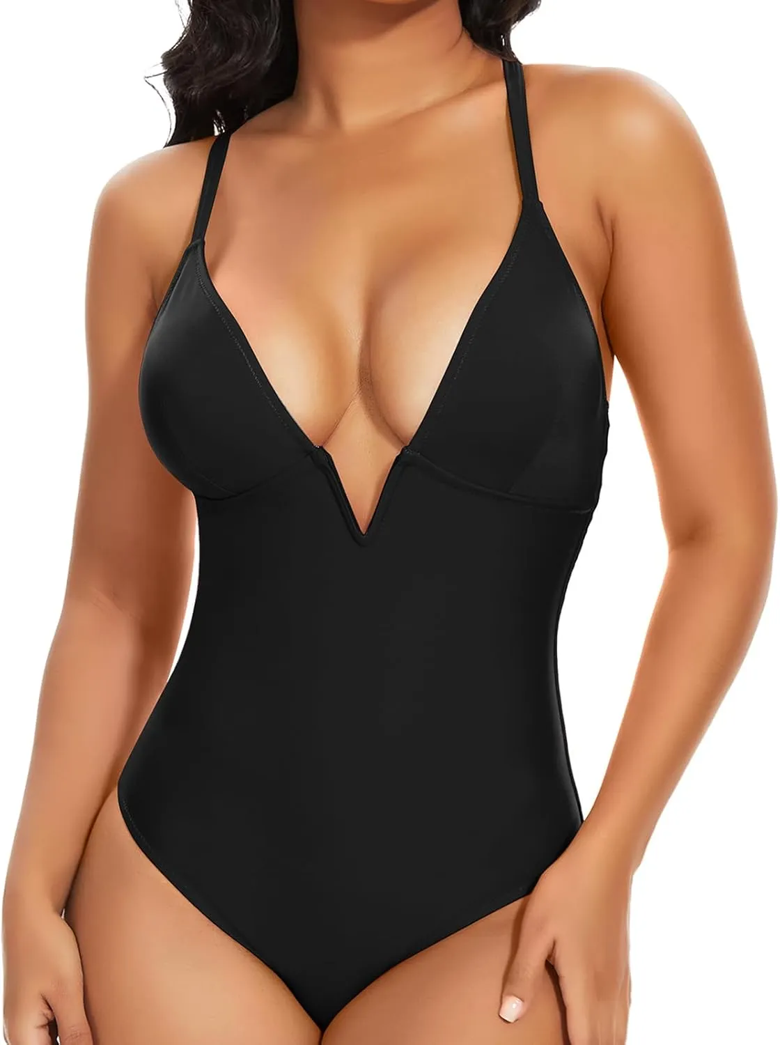 JOYSHAPER Women's One-Pieces Swimsuits for Tummy Control Bathing Suits Deep V Neck Swimsuits Cover-Ups Bodysuits